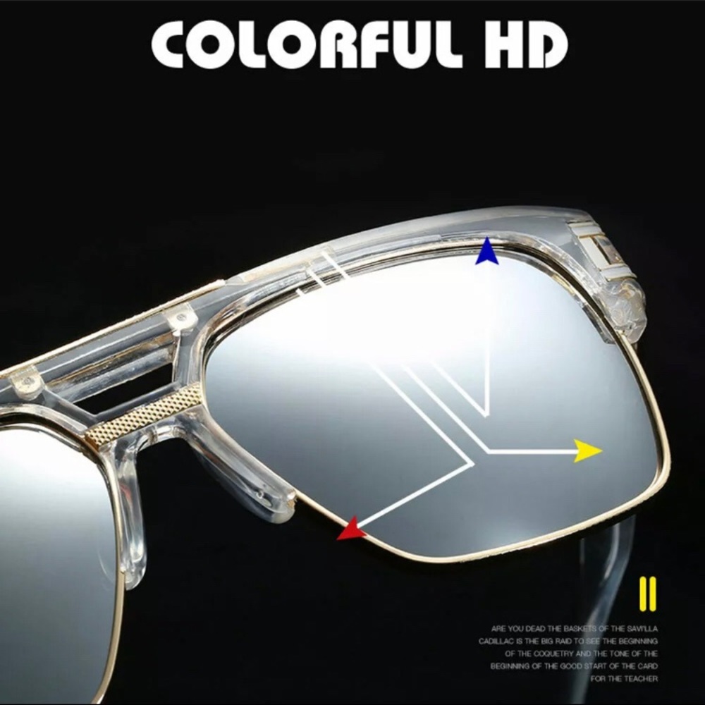 🆕Unisex Gold Frame Clear Sunglasses - Picture 3 of 5